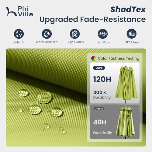 PHI VILLA 15ft Large Patio Umbrellas with Base, Outdoor Double-Sided Rectangle Market Umbrella for Pool Lawn Garden, Lime Green - color: Lime Green