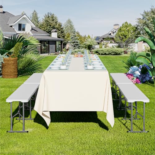 6ft Folding Bench 2 Pack, Plastic Folding Bench for Picnic Camping Dining Party Garden, 6 feet Foldable Benches for Soccer Multipurpose Entertaining Activities, Smooth HDPE Tabletop, White - color: White, size: 2 Folding Bench