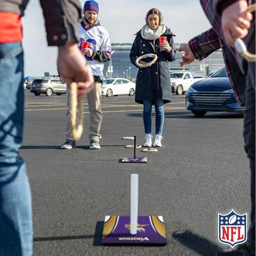 Solid Wood NFL Quoits Set with Direct Print HD Team Graphics – Tailgate Ring Toss Game – Great Gift for Any Football Fan! Ring Toss Family Outdoor Games for The Beach