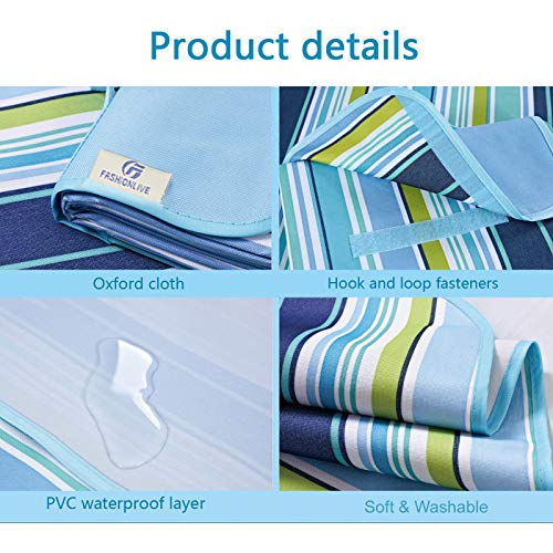 Beach Blanket Extra Large Picnic Blankets Sandproof Waterproof Outdoor Indoor Blanket Lightweight Handy Mat Portable Beach Mat for Camping Hiking Travel Park Grass - color: Blue Line