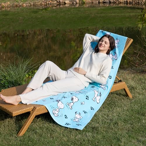 Berkshire Peanuts® Snoopy Beach Towel — 100% Cotton Pool & Beach Towel, Absorbent, Quick-Drying & Sand-Free, 36'' × 72'', Poses and Paws - color: Poses and Paws