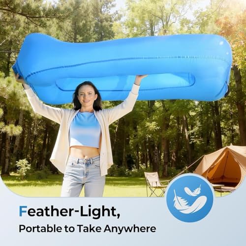 Compact Pump-Free Inflatable Lounger, Outdoor Inflatable Sofa, Waterproof, Air Leakage-Proof Design, Single Portable Air Cushion - color: Red