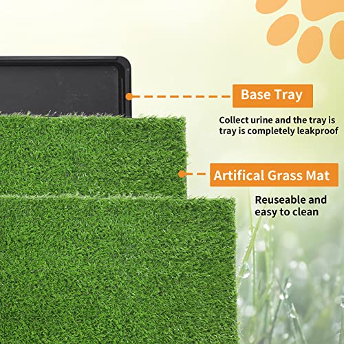 LOOBANI Large Dog Grass Pad with Tray - Dog Litter Box - Indoor Potty for Apartment and Patio Training - with 2 Packs Grass Pee Pads for Replacement, 47.6×29 Inch - size: Tray Potty 47.6*29inch