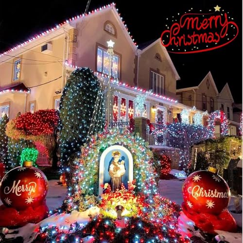 QITONG 4 Pack Solar Fairy Lights, Each 33ft 100 LED Red and White Christmas String Light Outdoor Waterproof, 8 Modes Silver Wire Twinkle Mini Lights - color: Red/White, size: 4Pack*100LED