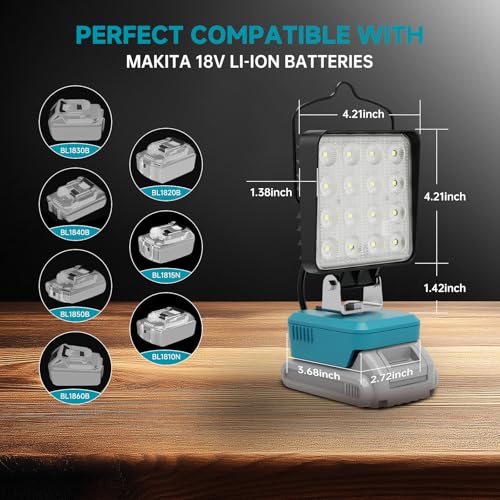 2 PCS LED Work Light for Makita 18V Battery,Battery Light for Makita 18v Tools Portable Outdoors Flood Lighting - size: M light 10000LM - 2 Pack