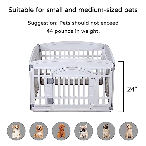 Pet Playpen Gate for Dogs Heavy Plastic Puppy Exercise Pen Small Pets Fence Puppies Folding Cage 4 Panels for Puppies and Small Dogs House White (33.5x33.5 Inches) - color: White, style: WHITE 4*panel