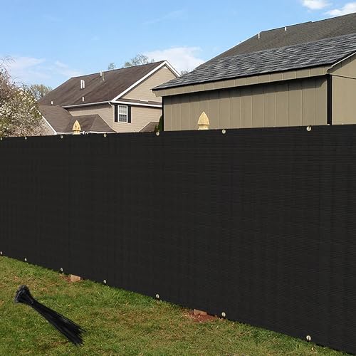 ECOOPTS 6'x2' Privacy Fence Screen Windscreen with Copper Grommets, Fit for Commercial Fence and Residential Garden Outdoor 90% UV Blockage, Cable Zip Ties Included (Black) - color: Black, size: 6'x2'