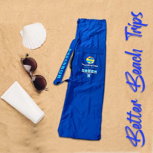 BEACHBUB Beach Umbrella Bag - Waterproof & Foldable Beach Bag for Umbrellas with Wide Padded Shoulder Strap & Molded Carry Handle - color: Deep Ocean Blue