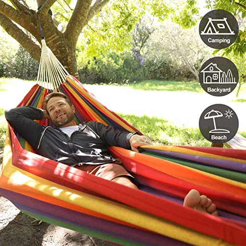 CHULIM Brazilian Double Hammock with Tree Straps,Extra Large 94x63IN,2 Persons Hammock for Backyard Patio Outdoor and Indoor,450lbs Weight Capacity,Soft Woven Cotton Fabric - Dark Grey - color: Dark Grey