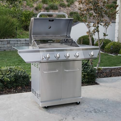 Nexgrill 4-Burner Propane Gas Grill in Stainless Steel with Side Burner, 60000BTUs, 626 sq. in. Cooking Space, Perfect for Outdoor Cooking & Grilling, Patios, BBQ, Backyards, Silver, 720-0830H - style: 4-Burner + Side Burner