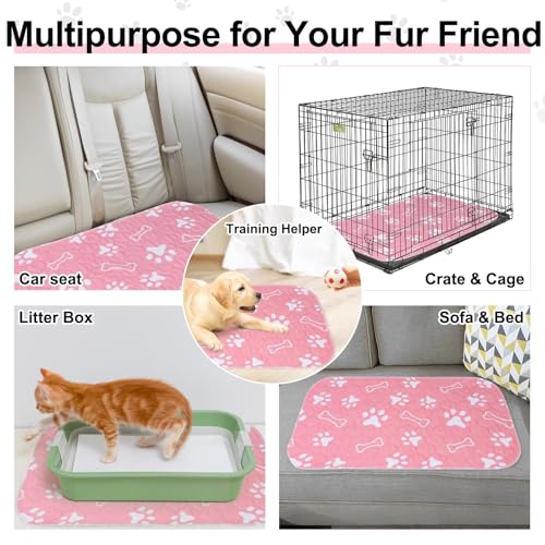 BEAUTYZOO 2 Pack Washable Pee Pads for Dogs, Reusable Puppy Pads for Potty Training, Waterproof Super Absorbent Wee Wee Pads for Dogs Non-Slip, Pet Whelping Mats Playpen Dog Crate Floors, 48IN x 60IN - color: Pink, size: 48 X 60 Inch (Pack of 2)