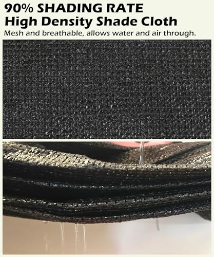 90% Black Shade Cloth 10ft x 14ft Heavy Duty Outdoor Mesh Tarp with Grommets，Sun Shade Canopy for Patio，Garden，Greenhouse，Chicken Coops，Plants Vegetables，Swimming Pool - color: Black, size: 10ft X 14ft