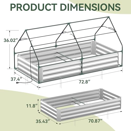 Lineware Raised Garden Bed with Self-Watering System, 6x3x1 ft Elevated Planter Boxes Outdoor with PE Cover, Galvanized Raised Beds for Gardening,Vegetables,Flowers, Backyard, Patio - size: 6x3x1 ft