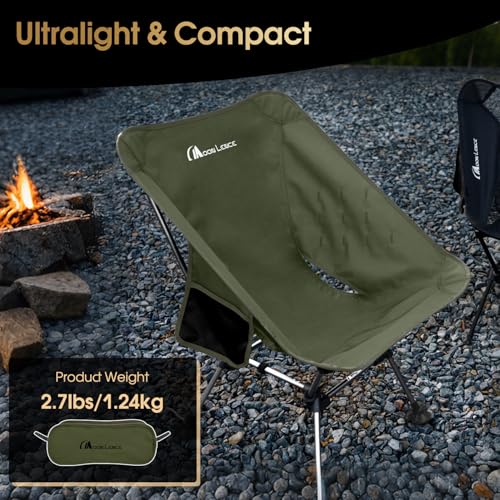 MOON LENCE High Back Folding Camping Chairs, Height-Adjustable, Widened Seat, for Beach with Anti-Sinking Feet (Green-Plus) - color: Green-plus