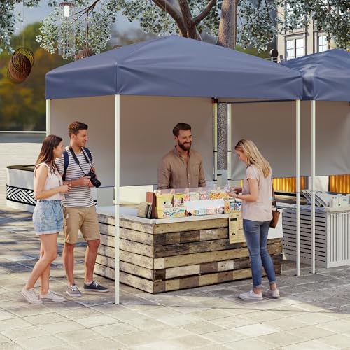 Tangkula 6x4 Ft Pop Up Canopy, UPF 50+ Instant Setup Canopy Tent with Sidewall, 4 Stakes, Portable Outdoor Canopy with Carrying Bag for Camp, Beach, Patio (Grey) - color: Gray