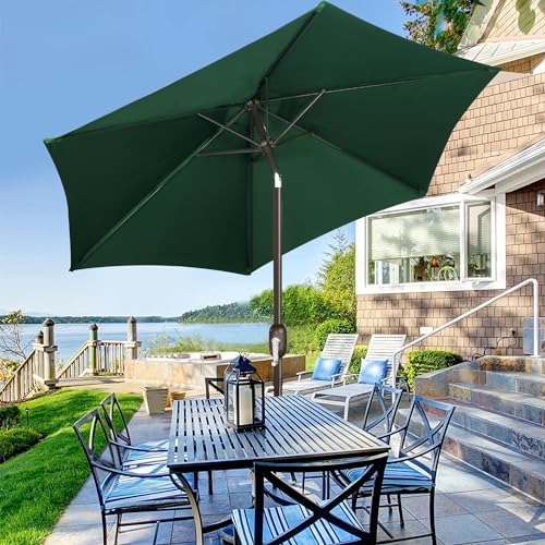 Blissun 7.5 ft Patio Umbrella, Yard Umbrella, Outdoor Market Umbrella with Push Button Tilt Crank, Dark Green - color: Dark Green