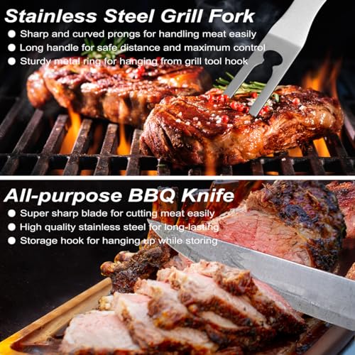 POLIGO 26 PCS BBQ Grill Accessories Stainless Steel BBQ Tools Grilling Tools Set with Storage Bag for Fathers Day Dads Birthday Presents - Camping Grill Utensils Set Ideal Grilling Gifts for Men Black - color: Black-1