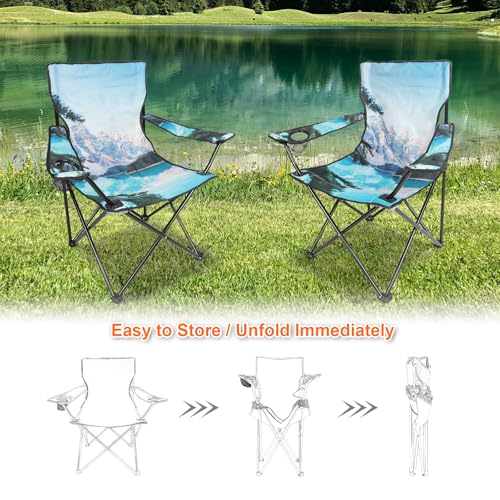 Northroad Camping Chair Portable Camp Chair, Folding Lawn Chair with Cup Holder for Outdoor Camping, Hiking, Travel, Patio, Beach, Picnics - color: Light Blue