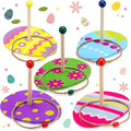 Kathfly 5 Set Easter Egg Ring Toss Game with 5 Targets Stands and 10 Rings Set Easter Egg Activities Toys Party Gifts for Indoor Outdoor Family Backyard Activity