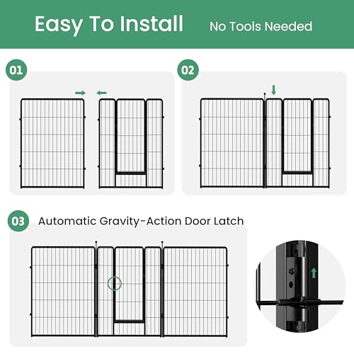 Simple Deluxe Dog Playpen, 40" Height 8 Panels Fence with Anti-Rust Coating, Metal Heavy Portable Foldable Dog Pen for Medium/Large Dogs RV Camping, Black - color: Black, size: 08 Panels 40 inch, style: Metal