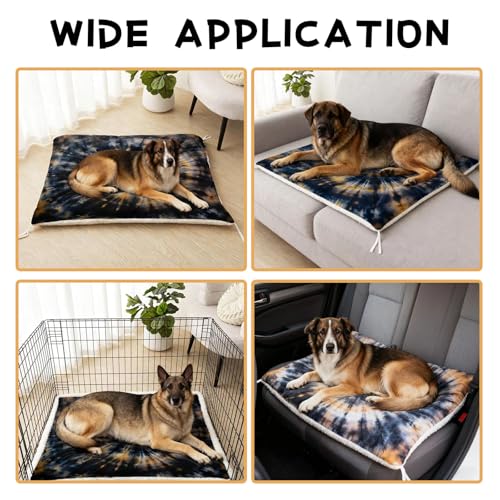 Nttopship Dog Cat Bed Mat Ultra Soft Fluffy Pet Bed Washable Fashion Dog Crate Beds Comfy Comfy Pet Sleeping Pad Suitable for Pet Raised Bed(30"x26",Tie-Dye) - color: Tie-Dye, size: Medium