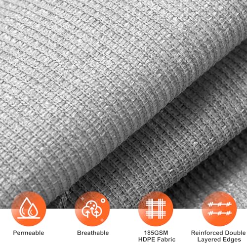 Sun Shade Sail, 6' X 8' Rectangle Shade Sail with Grommets Pergola Shade Cover, Sun Shade Cloth for Patio Carport Yard Lawn Garden (Grey) - color: Gray, size: 6' x 8'