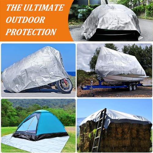20 x 40ft Tarps Heavy Duty Thick Waterproof, Poly Canopy Silver + Black Tent Shelter Cover, 16 Mil Tarpaulin Shade, Rip and Tear Proof, UV Resistant Tarpaulin with Grommets and Reinforced Edges - color: Silver+black（16mil）, size: 20 x 40ft