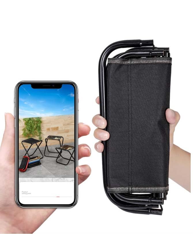 Portable Folding Camping Stool, Lightweight Aluminum Frame, Black Oxford Fabric, 10.2 x 10.2 x 11 inches