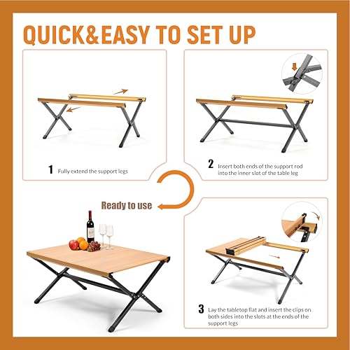 OUTSIDER Folding Camping Table with Carry Bag – Lightweight Aluminum, Roll-Up Portable Table for Camping, Picnics, Beach & Tailgates, Easy Setup & Compact Storage