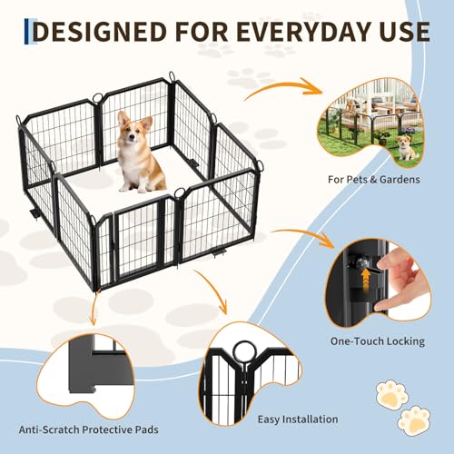 Dog Playpen Indoor 40 Inch 8 Panels Pet Pen with Door & Stakes Portable Exercise Puppy Playpens Metal Dogs Fence Outdoor for Yard RV Camping Training Trips Small Medium Large Dogs Foldable Expandable - size: 40 Inch
