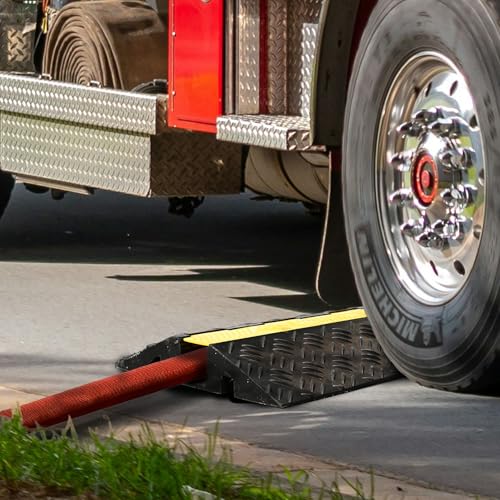 Yescom Cable Ramp Protector 1 Channel Garden Hose Protecitive 44000 Lbs Load Capacity Heavy Duty, 39.37"x22.83"x4.72" Speed Bump for Road, Driveway, Walkway and Commercial Use - size: 3.9"h - 1 Channel