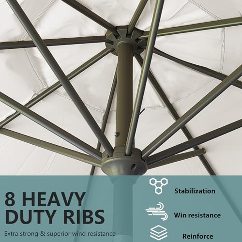 9FT Outdoor Patio Umbrella Outdoor pool Umbrella with Push Button Tilt and Crank, Market Umbrella 8 Sturdy Ribs UV Protection for Garden, Deck, Backyard (White) - color: White