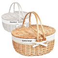 Hap Tim Large Size Wicker Picnic Basket with Lid - 40-Quart Capacity, 18.5 inches Length, 14.56 inches Width, 8.66 inches - style: Extra large size, white cloth