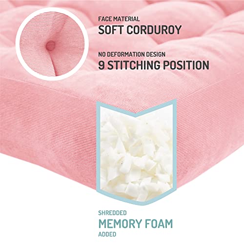 Meditation Floor Pillow Pink, Square Large Pillows Seating for Adults, Tufted Corduroy Cushion for Living Room Tatami, 22x22 Inch, 1 Count (Pack of 1) - color: Square | Pink | 1 Pack, size: 1 Pack