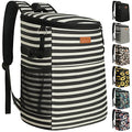Camping Cooler Backpack 30 45 Cans, Soft Backpack Coolers Insulated Leak Proof Travel Cooler Bag Waterproof Lunch Picnic Beach Work Trip Thermal Bag Drink Beverage Beer Bag Cooler - color: Black White Stripe, size: 30 Cans
