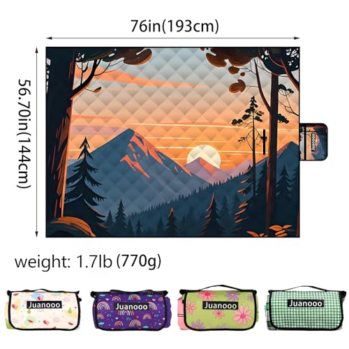 Cute Large Picnic Blanket 79"X60" Foldable Waterproof Outdoor Beach Picnic Mat Rug Sand Proof Compact & Portable Cozy Blanket for Camping Lawn Grass Hiking Concerts Tent Indoor Play Mat, Green Daisy - color: Green Daisy