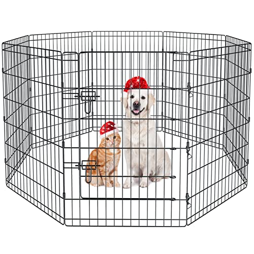 Pet Playpen Dog Pen Foldable Dog Exercise Fence 8 Panels 36 Inch Kennels Pet Playpen Options Ideal for Pet Medium Animals Outdoor Indoor - style: 24'' x 36'' x 8PCS