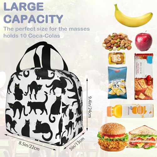 Insulated Lunch Bag, Black Cat Lunch Box for School Student Kids Boys Girls,Leakproof Small Lunch Tote for Adult Men Women,Reusable Lunch Cooler Tote Bag for Office Work Picnic - color: Black Cat