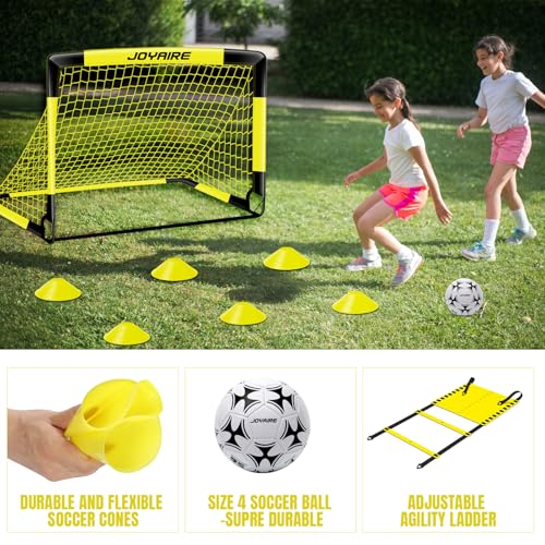 Pro-Grade Kids Backyard Soccer Goal, Tear-Resistant 5-Layer Polyester Soccer Net & 10mm Poles for Maximum Durability, 4x3ft/6x4ft/7x5ft, Pop Up Portable Soccer Training Equipment Set with Size 4 Ball - size: 6x4ft, 2 Set, style: Yellow