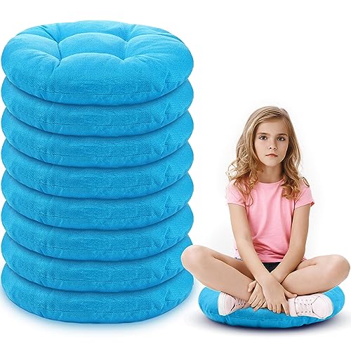 Fumete 8 Pcs 16 Inch Round Floor Cushions for Kids and Toddlers, Flexible Seating Classroom Furniture Floor Pillow for Home, Daycare, Preschool, Yoga and Meditation (Ice Blue) - color: Ice Blue