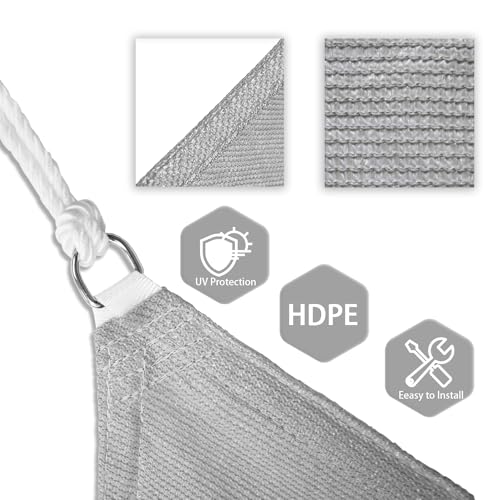 Patio Paradise 2' x 2' x 2' Sun Shade Sail Triangle Canopy Shade Cloth Fabric Sunlight Block Patio Pergola Cover HDPE Deck Awning for Outdoor Backyard Roof Shading, Gray - color: Light Gray, size: 2' x 2' x 2'