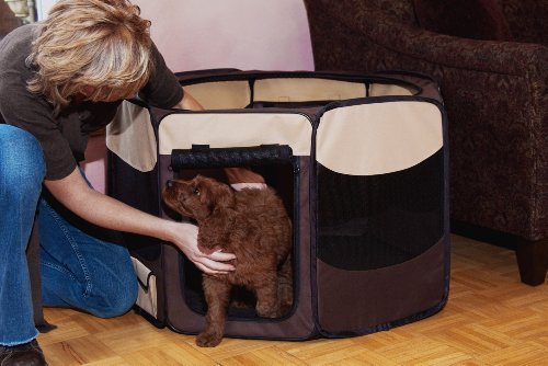 Pet Gear Travel Lite Portable Play Pen/Soft Crate with Removable Shade Top for Dogs/Cats/Rabbits, Easy-Fold + Built-in Stay Fold Band, Durable 600D Fabric, Indoor/Outdoor, 3 Sizes