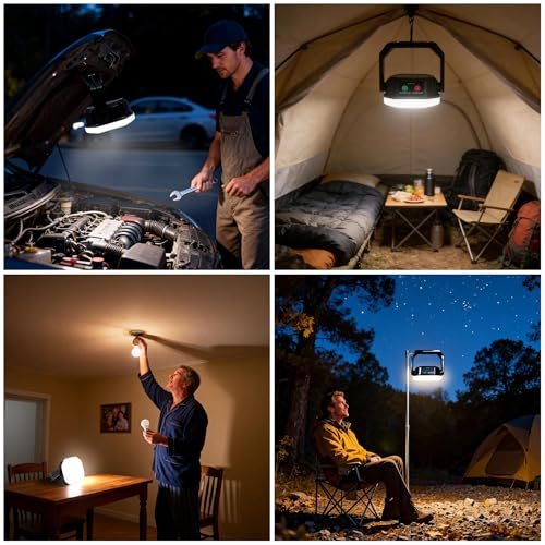 RadiantFlux LED Camping Lantern, 6600mAh 4000LM,Rechargeable and Solar Light,IP65 Tent Light with 3 Light Modes,Mechanical Aesthetic Feel,10-Hours , Portable Lantern Flashlight, Emergency Light