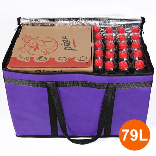 Bodaon 1-Pack Insulated Food Delivery Bag, XXX-Large Meal Grocery Tote Insulation Bag for Hot and cold Food,Commercial, Large Capacity Reusable Warming Bag, Purple - color: Purple, size: XXX-Large