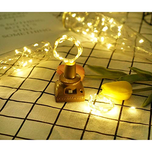 10 Pack Solar Wine Bottle Lights 20 LEDs Waterproof Fairy Cork String Silver Wire Craft Lights for Party, Wedding, Christmas, Holiday, Garden, Patio or Table Decor - color: Warm White, size: Square
