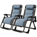 NAIZEA Padded Zero Gravity Chair, Cooling Fabric Folding Outdoor Lounge Chairs, Adjustable Reclining Camping Chairs with Cup Holder, Ergonomic Patio Lawn Chair for Balcony Beach Deck Yard - color: Ice Silk Blue, style: Zero Gravity Chair 2 Pack