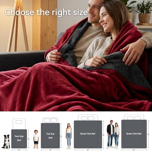 Waterproof Blanket for Bed - Blanket with Waterproof & Stain Proof, Splash Resistant, Machine-Washable Flannel is Soft and Comfortable, Suitable for Bed/Sofa (82"x82", Wine red/Black) - color: Wine Red/Black, size: 82''x82''