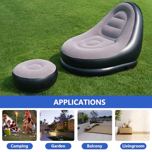 AIZYR Inflatable Sofa with Air Pump, Blow Up Lounger Chair Inflatable Patio Lounge Chairs Portable Couch for Rooms, Camping Picnic Beach,Blue - color: Blue