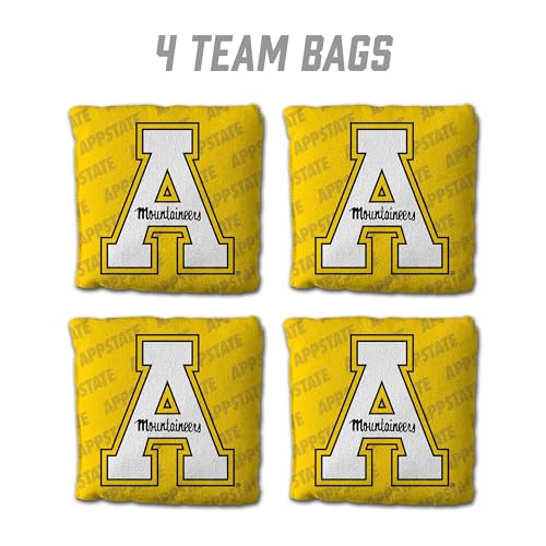 YouTheFan Officially-Licensed NCAA Set of 4 Cornhole Bags - All Weather Regulation 6” x 6” Size - 16oz Weight - Designed in USA - color: Appalachian State Mountaineers - Yellow