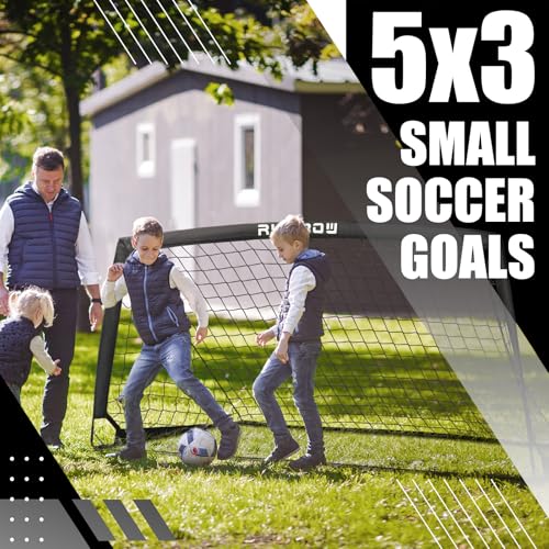 Soccer Goal for Backyard, 5x3 FT Portable Folding Soccer Net with Carry Bag for Kids and Adults Indoor/Outdoor Training Practice Use - color: Black, size: 5x3 Ft, 2 Pack